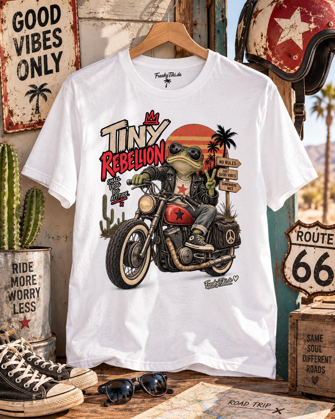 Tiny Rebellion – Small Frog, Big Attitude T-Shirt weiß Lifestyle