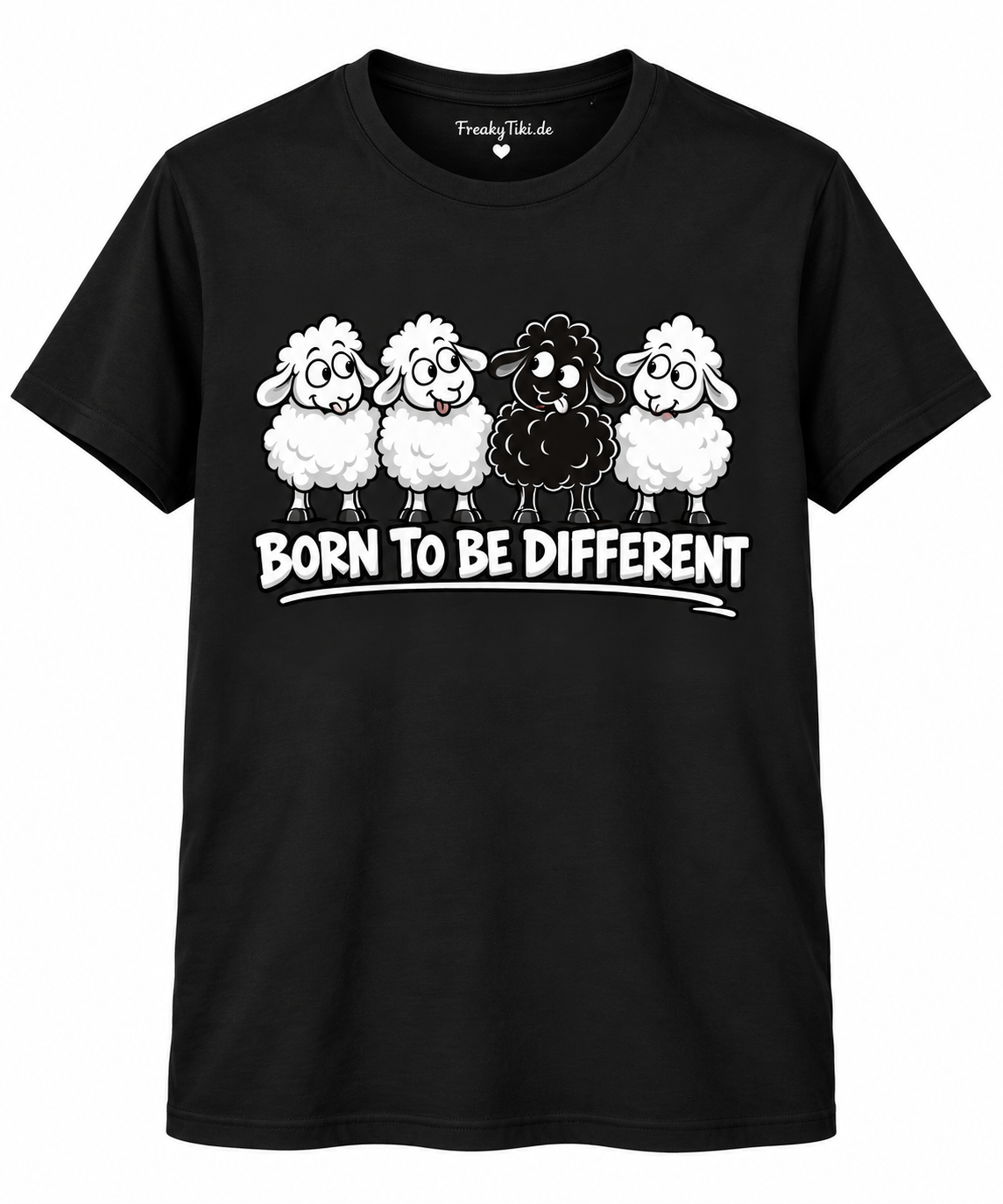 Born to Be Different schwarzes Schaf T-Shirt Lifestyle Foto