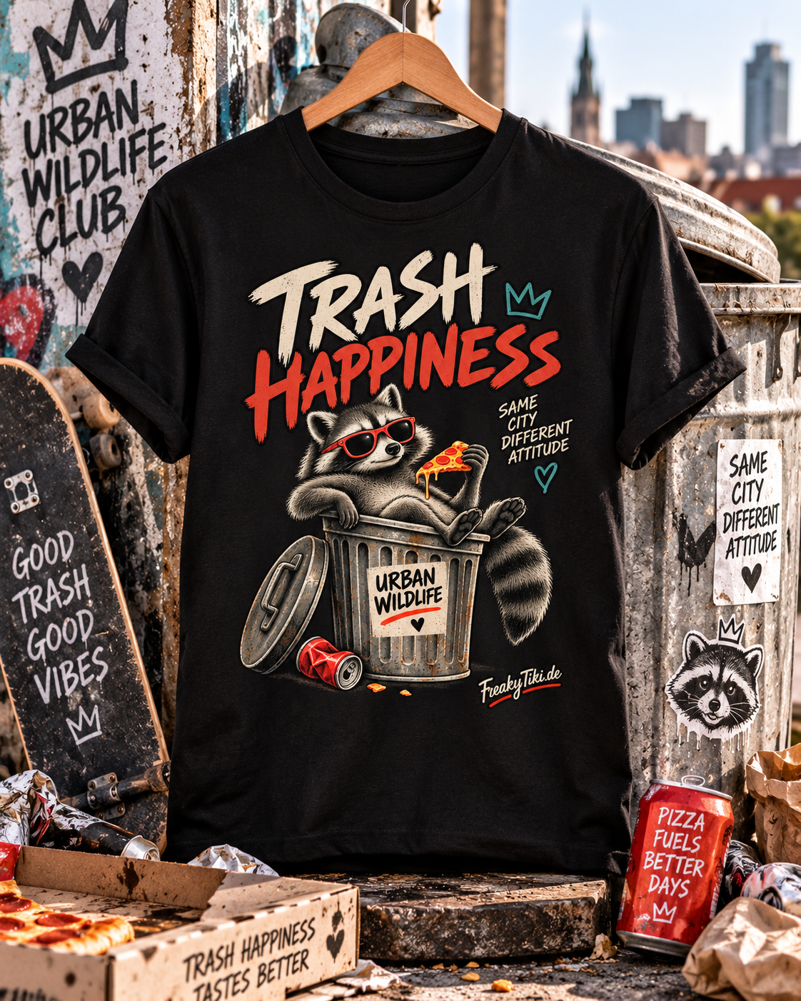 Trash Happiness – Dachs, Urban Wildlife T-Shirt schwarz Lifestyle Bild 2
