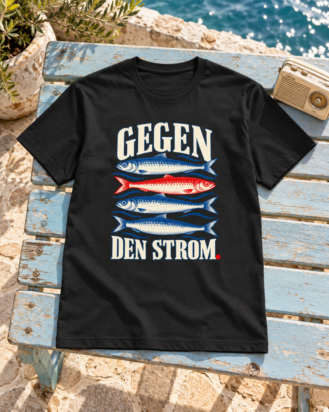 Gegen den Strom – Sardinen Retro Tinned Fish T-Shirt