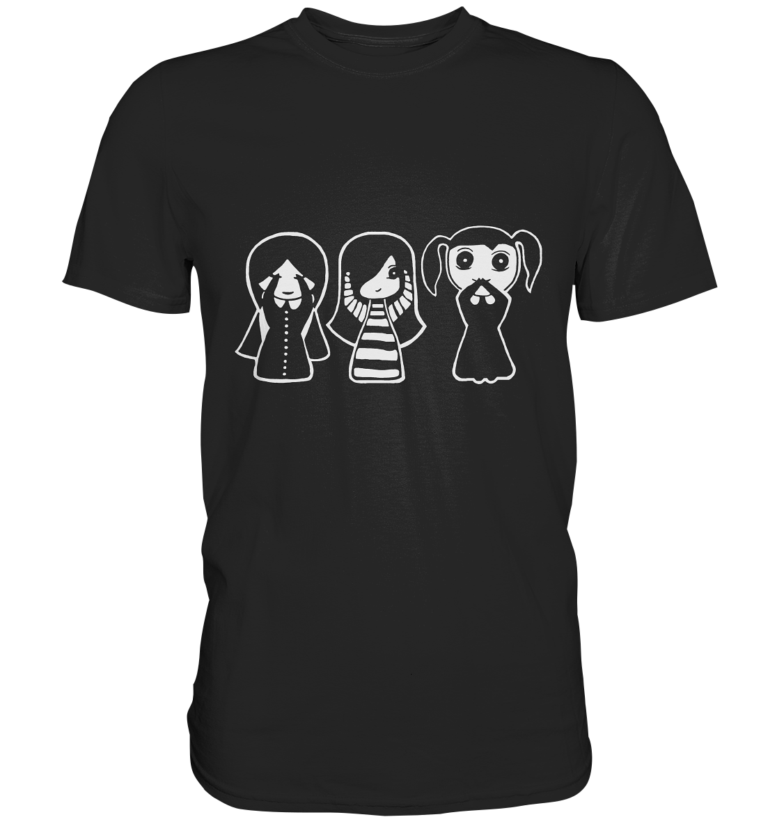 Schwarzes Shirt mit Dark Design No Evil nichts sehen nichts hören nichts sagen