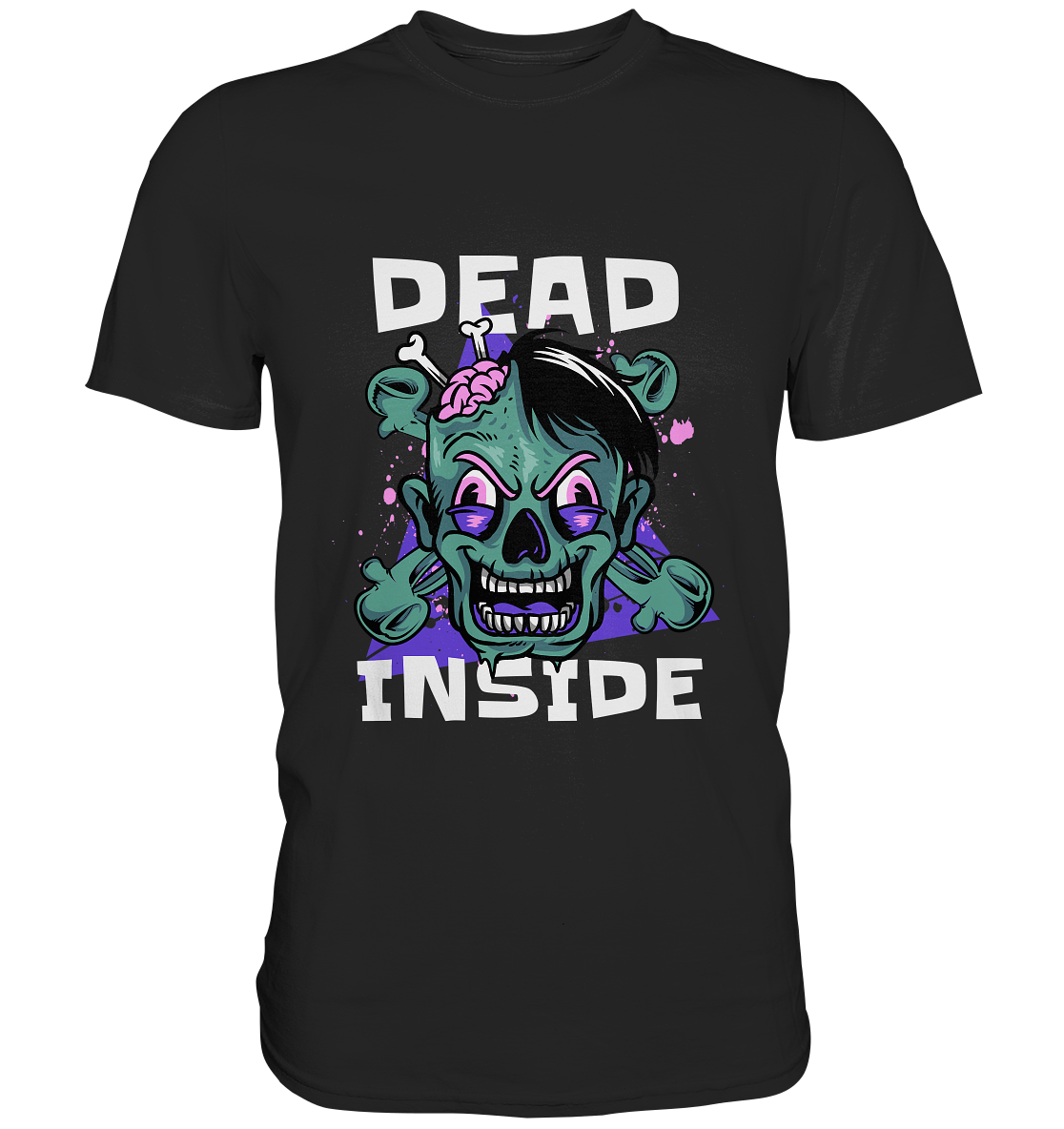 Dead Inside. Crazy green Skully. Gothic - Premium Shirt