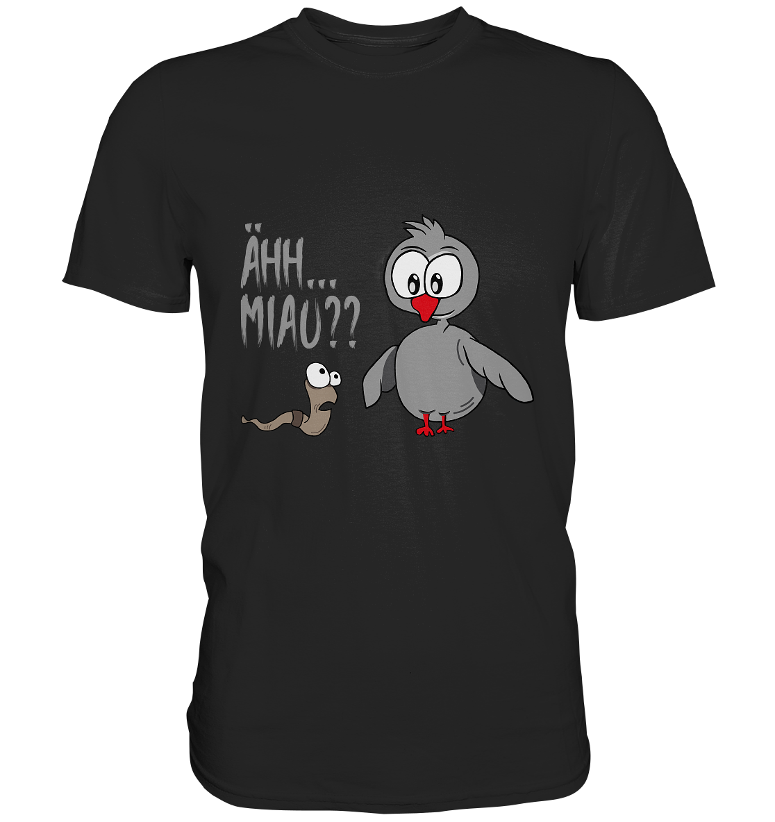 Ähh..Miau? Vogel mit Wurm - Premium Shirt