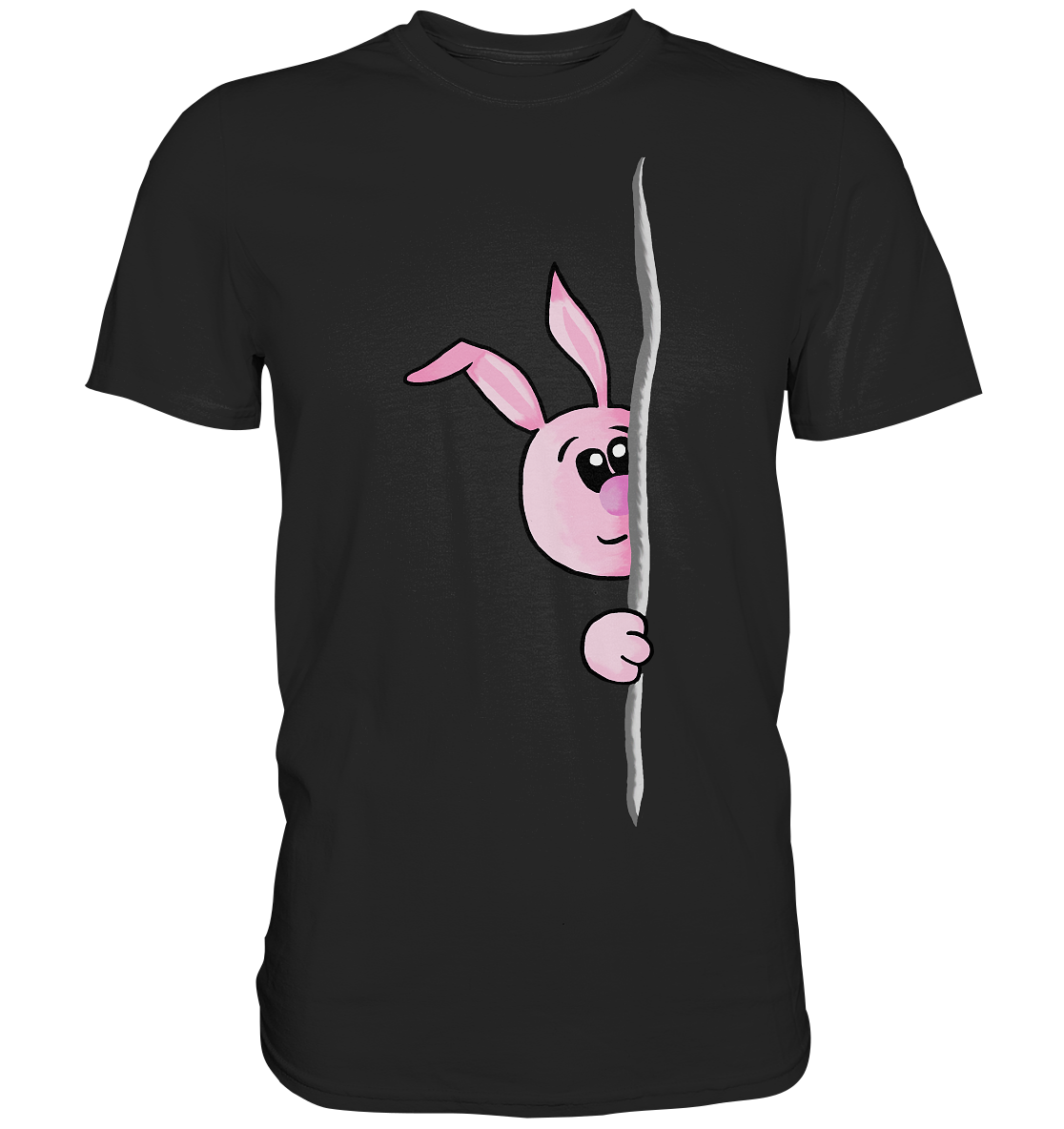Schwarzes Shirt mit frechem rosa Guckguck Bunny