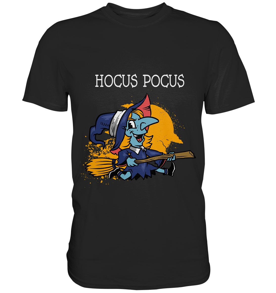 Hocus Pocus Hexe auf Besen - Premium Shirt