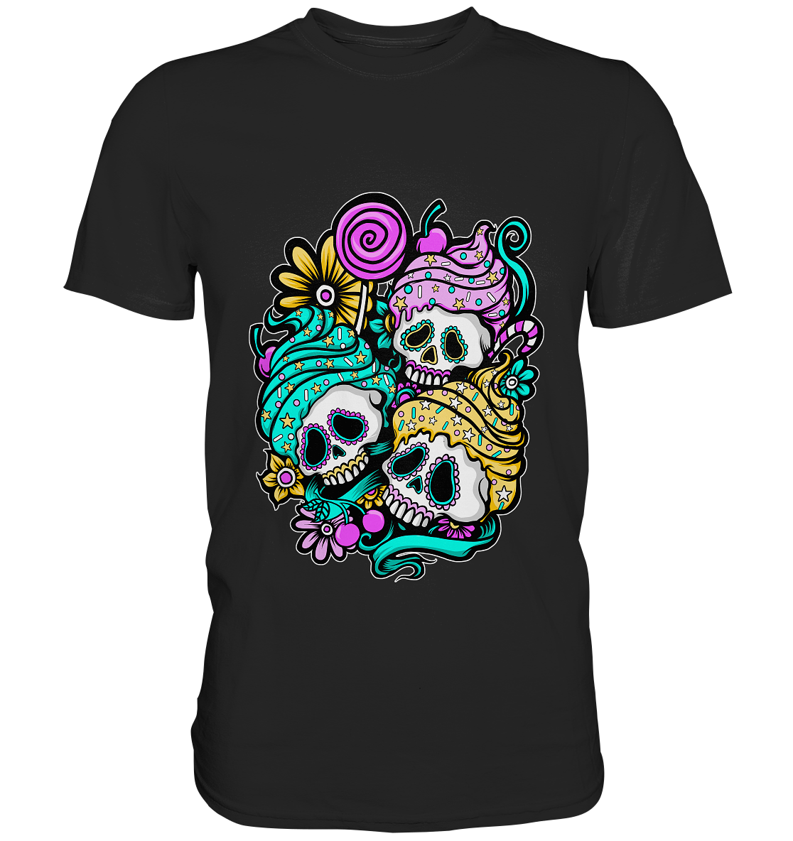 Dias de Los Muertos. Cupckae Skulls - Premium Shirt