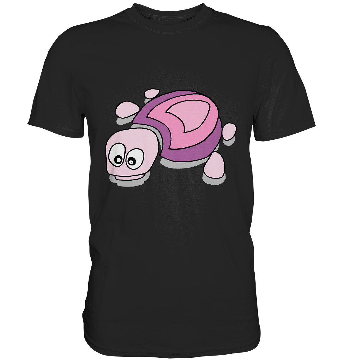 Schwarzes Shirt mit rosa Schildkröten Motiv