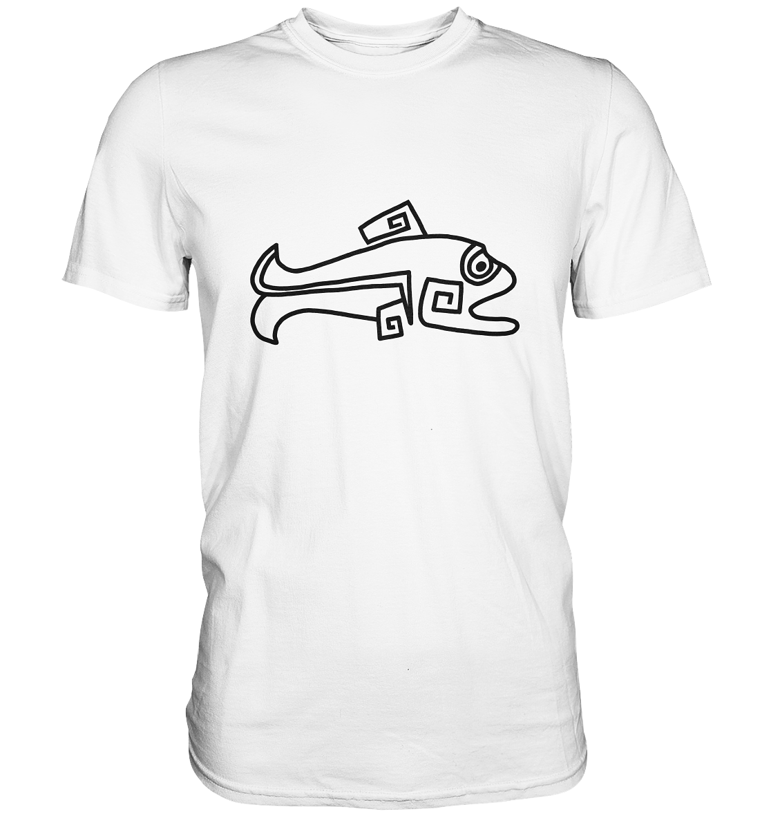 Schwarzes Shirt mit dynamischem Hechtmotiv für Angler, detailliertes Fischdesign.