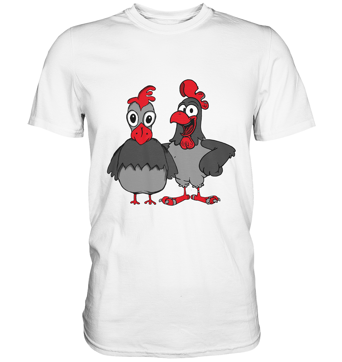 Hahn und Henne. Gockel Hühner Hühnerbauer - Premium Shirt