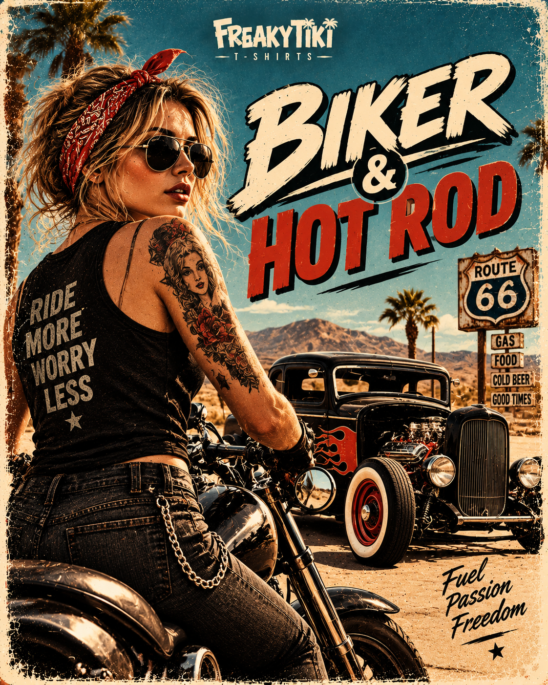 Biker & Hot Rod FreakyTiki Kollektion Motorrad Hot Rod Vintage