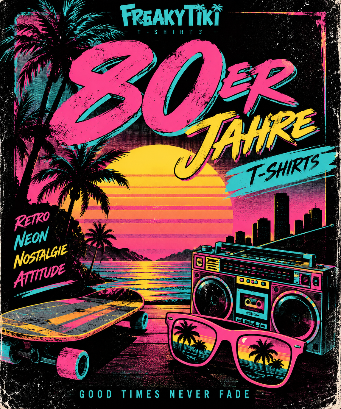80er Jahre T-Shirts FreakyTiki Retro Neon Synthwave