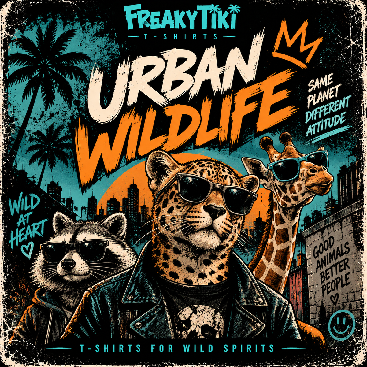 Urban Wildlife FreakyTiki T-Shirts wilde Tiere im Streetwear-Stil