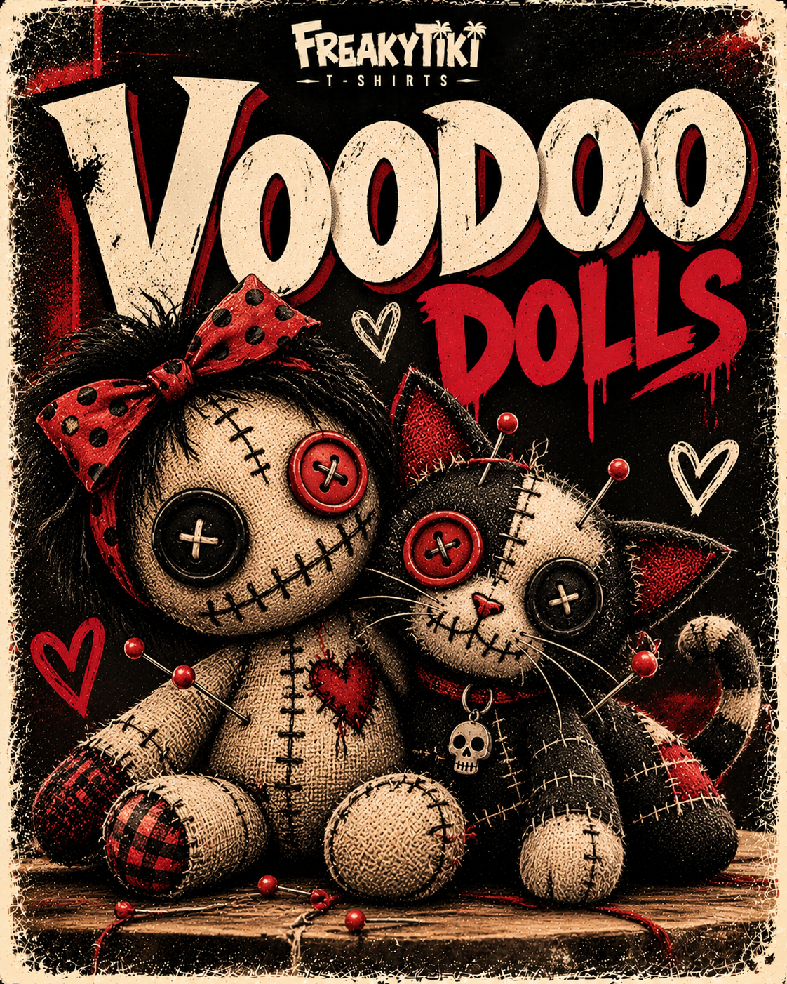 Voodoo Dolls FreakyTiki Kollektion Voodoo-Stoffpuppen mit Knopfaugen