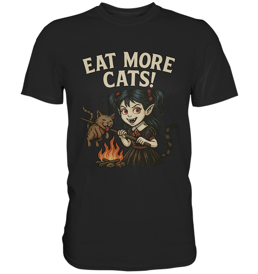 Eat More Cats Vampir Lady schwarzer Humor T-Shirt schwarz