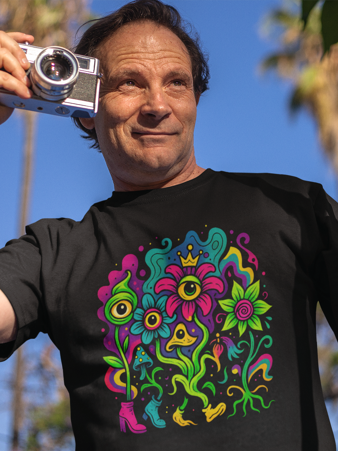 Psycho Flowers – 70s Flowertrip mit Pilzen & Vibes – Premium T-Shirt