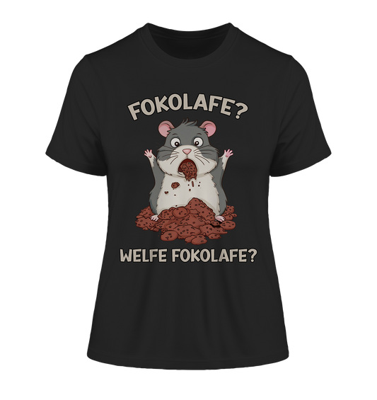 Fokolafe. Welfe Fokolafe? Hamster mit Schokolade - Fitted Ladies Organic Shirt
