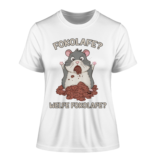 Fokolafe. Welfe Fokolafe? Hamster mit Schokolade - Fitted Ladies Organic Shirt