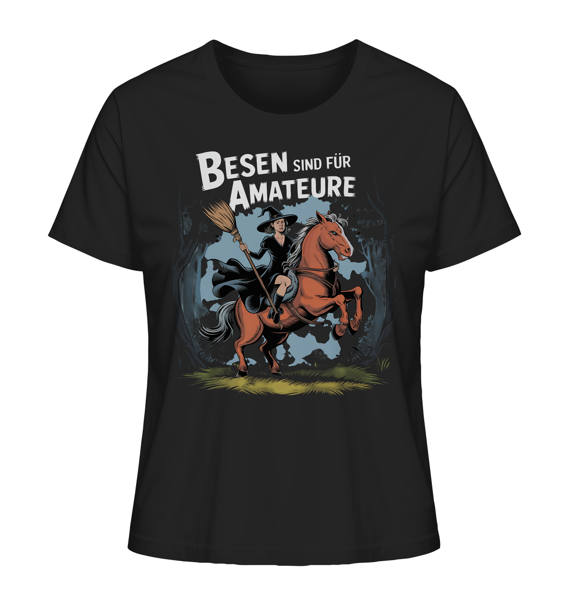 Besen sind für Amateure Hexe auf Pferd Halloween Ladies T-Shirt schwarz