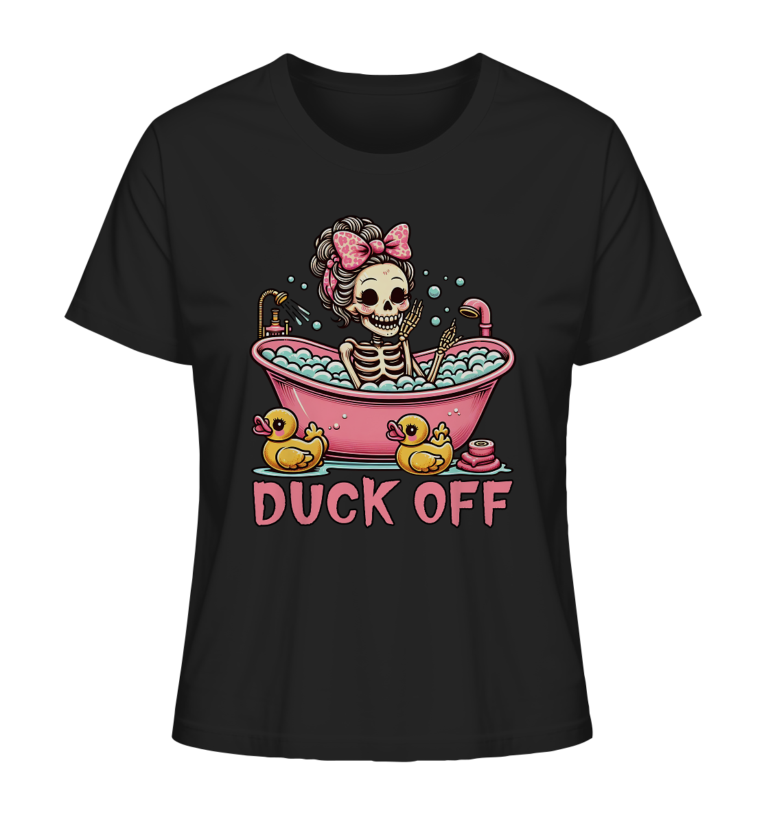 Duck Off - Girly Skeleton mit Ente in Badewanne - Ladies Organic T-Shirt