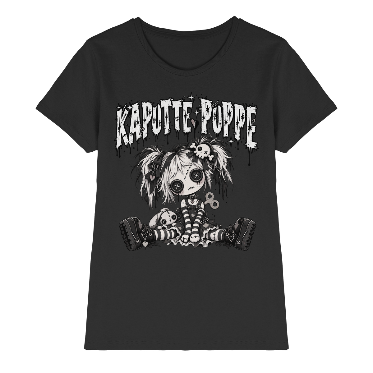 Kaputte Puppe Creepy Doll Gothic Ladies T-Shirt schwarz
