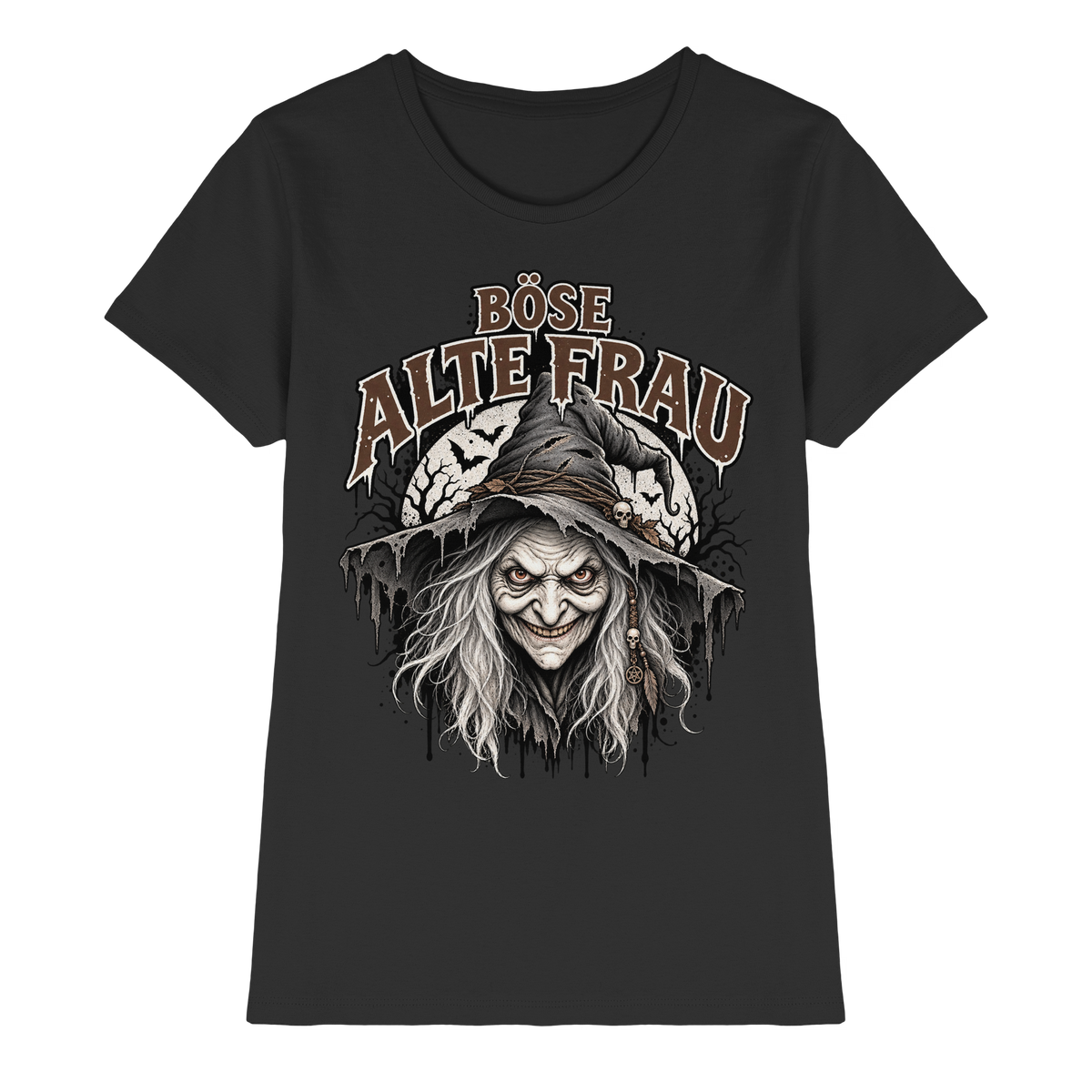 Böse alte Frau Hexe Gothic Ladies T-Shirt schwarz