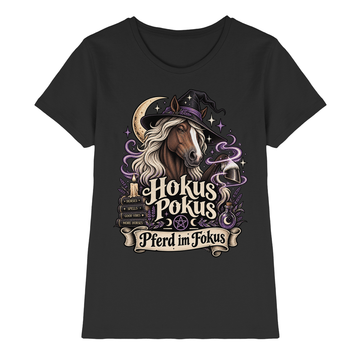 Hokus Pokus Pferd im Fokus Halloween Pferde Ladies T-Shirt schwarz