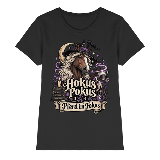 Hokus Pokus Pferd im Fokus Halloween Pferde Ladies T-Shirt schwarz