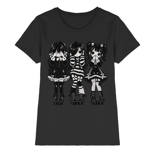 No Evil nichts sehen hören sprechen Ladies T-Shirt schwarz