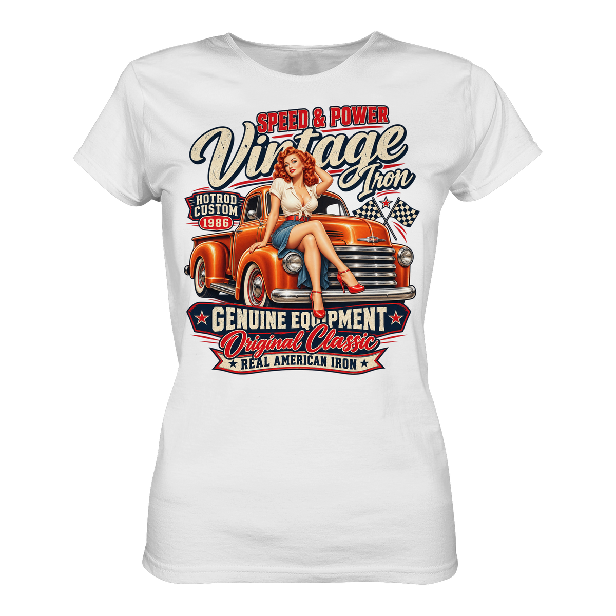 Vintage Iron Original Classic – Rockabilly Pin-up Ladies T-Shirt weiß Produktansicht