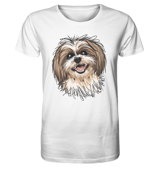 Weißes T-Shirt mit süßem Shih Tzu Hundemotiv in typischer Löwenoptik