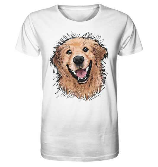 Weißes T-Shirt mit detailliertem Motiv eines Golden Retrievers