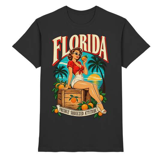 Schwarzes Florida Freshly Squeezed Attitude Pin-up T-Shirt von FreakyTiki
