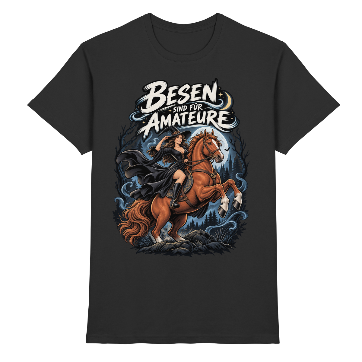 Besen sind für Amateure Hexe auf Pferd Halloween T-Shirt schwarz