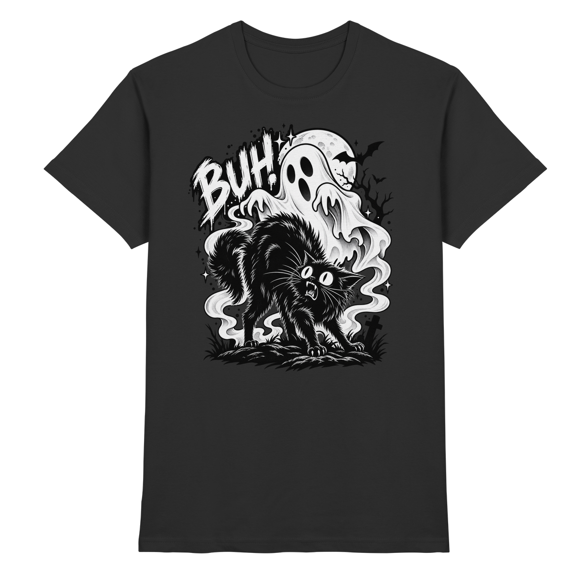 Buh Halloween Spooky Geist T-Shirt schwarz