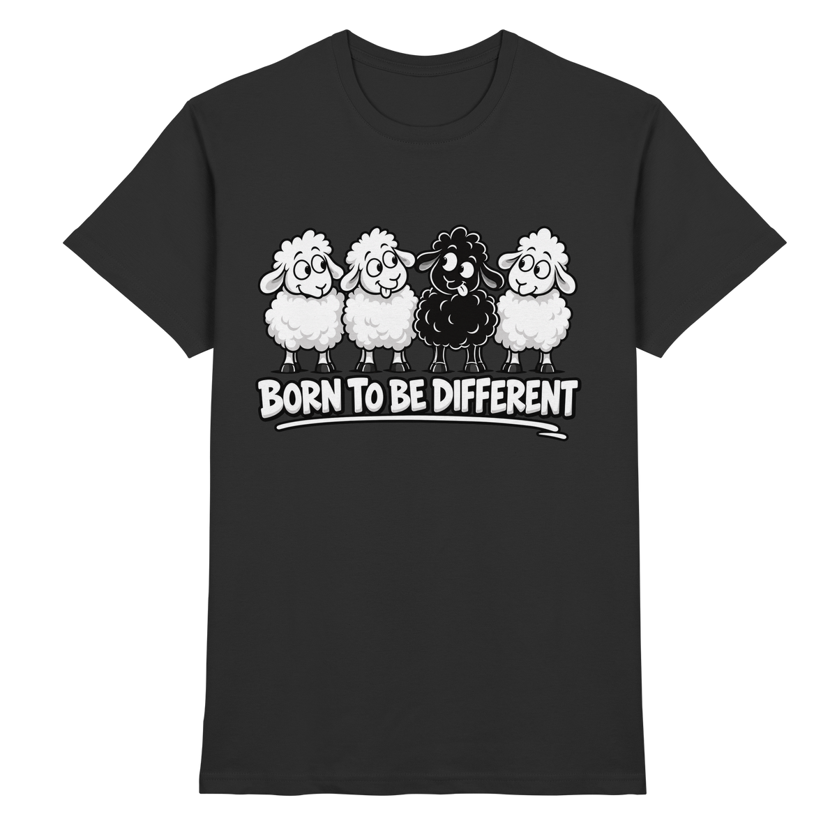 Born to Be Different schwarzes Schaf T-Shirt schwarz Produktansicht