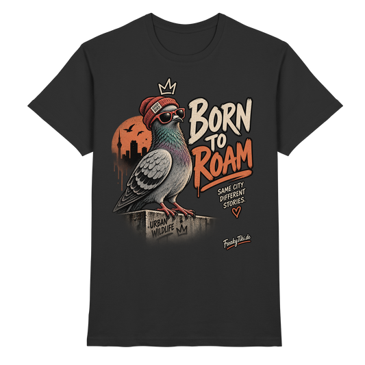 Born to Roam – Taube, Urban Wildlife T-Shirt schwarz Produktansicht