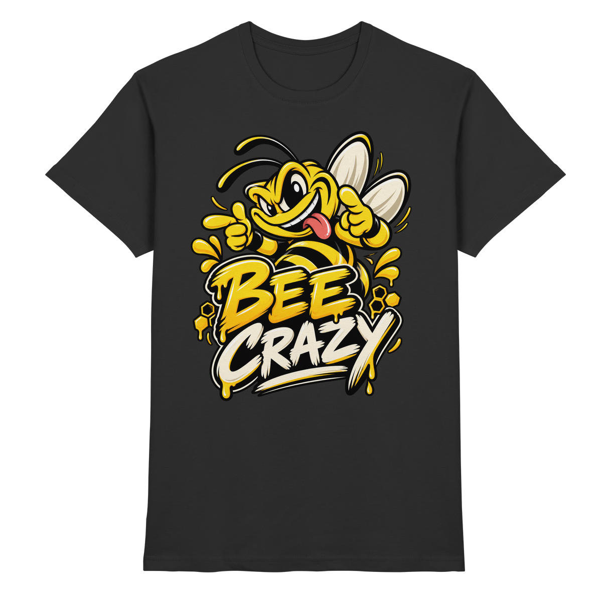 Bee Crazy – verrückte flotte Biene T-Shirt schwarz Produktansicht