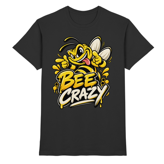 Bee Crazy – verrückte flotte Biene T-Shirt schwarz Produktansicht