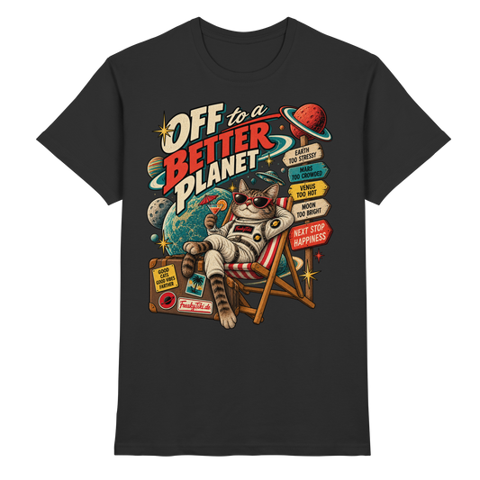 Off to a Better Planet – Aliencore Retro T-Shirt schwarz Produktansicht