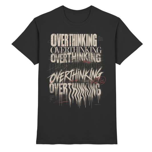 Schwarzes Unisex T-Shirt mit Overthinking No Filter Typografie-Motiv