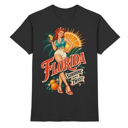 Schwarzes Florida Sunshine with a Twist Pin-up T-Shirt von FreakyTiki