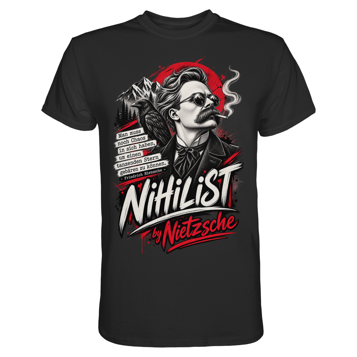 Nietzsche Nihilist Tanzender Stern Philosophie T-Shirt schwarz