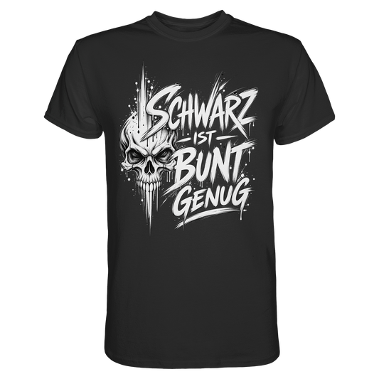 Schwarz ist bunt genug Totenkopf T-Shirt schwarz Produktansicht