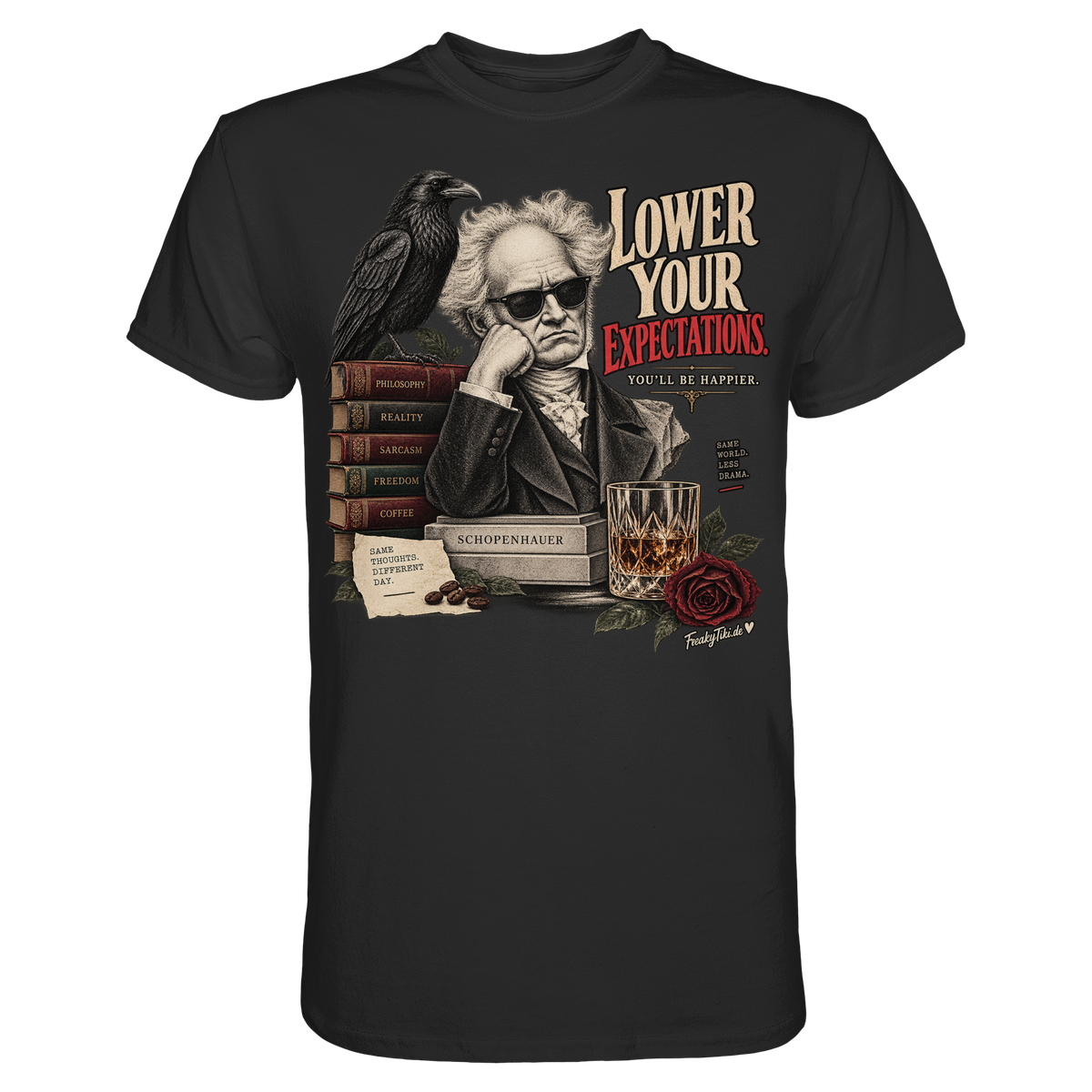 Schopenhauer – Lower Your Expectations T-Shirt schwarz Produktansicht