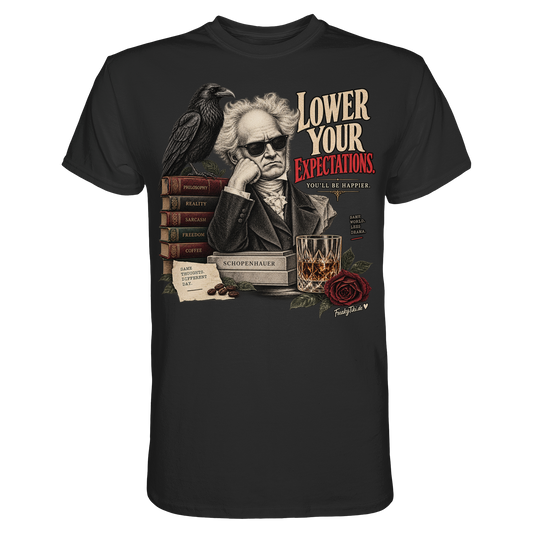 Schopenhauer – Lower Your Expectations T-Shirt schwarz Produktansicht