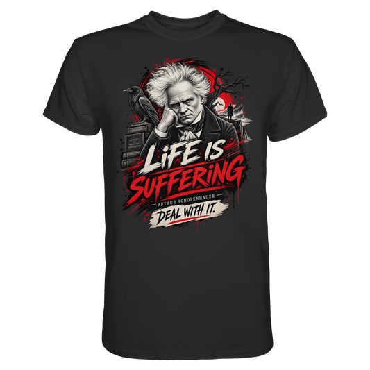 Schopenhauer Life is Suffering Philosophie T-Shirt schwarz – FreakyTiki