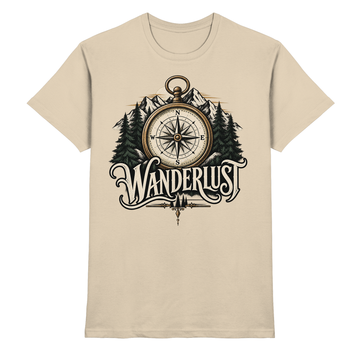 Wanderlust – Outdoor mit Kompass T-Shirt sand Produktansicht