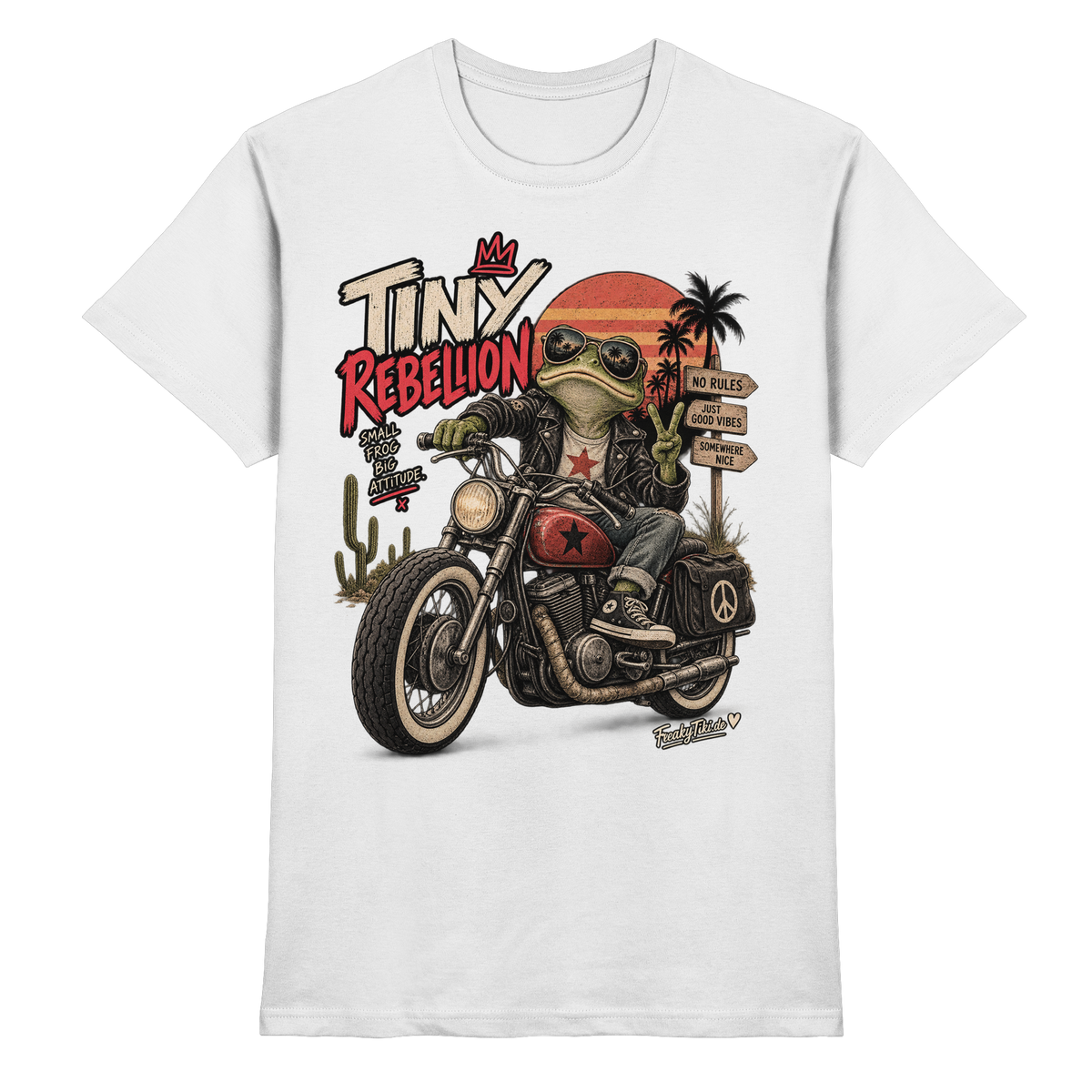 Tiny Rebellion – Small Frog, Big Attitude T-Shirt weiß Produktansicht