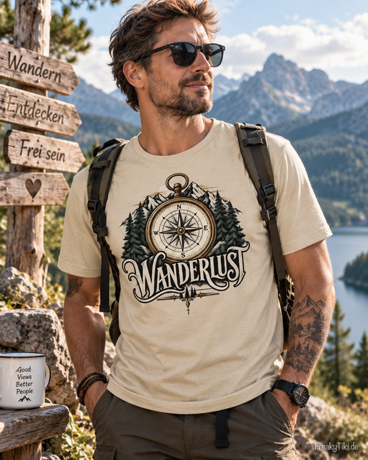 Wanderlust – Outdoor mit Kompass T-Shirt sand Lifestyle Bild 1