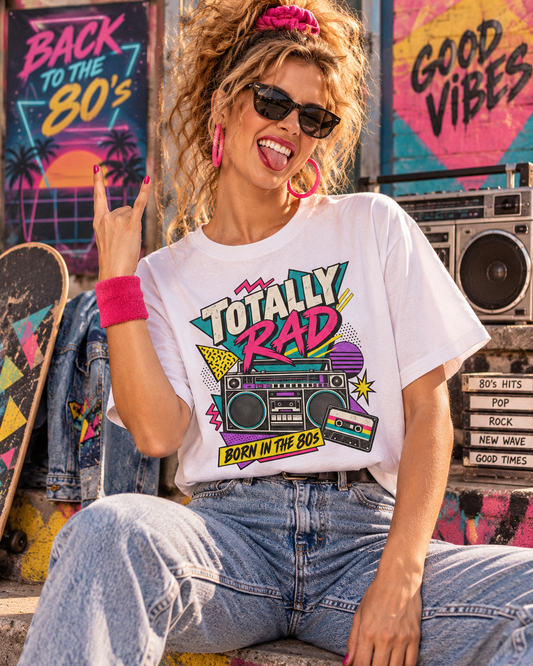 Totally Rad – Born in the 80s T-Shirt weiß Lifestyle Bild 1